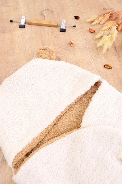 Kız Erkek Bebek Krem Peluş Lüks Anakucağı Kundak STL6785 - 2
