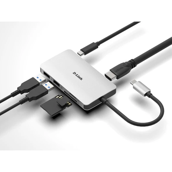 D-LINK DUB-C106 0.15metre TYPE-C - HDMI_USB 3.0 Çevirici Adaptör 4K-60Hz/100W - 4