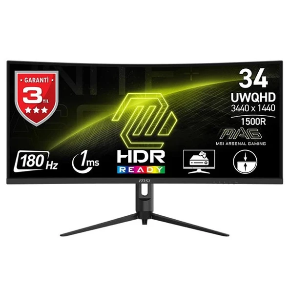 MSI 34" VA MAG 342CQR E2 1MS 180HZ HDMI-DP KAVISLI GAMING MONİTÖR 3440X1440 ürün görseli