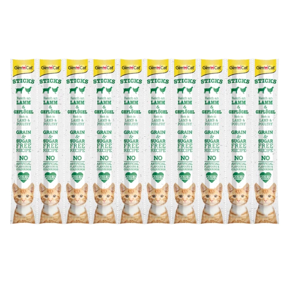 GimCat Sticks Tahılsız Kuzu Etli Ödül Çubuğu 10'lu