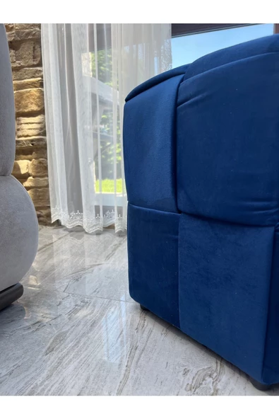 Holm Ev Design Özel Kare Örgü Kadife Silinebilir Kumaş Puf - 3