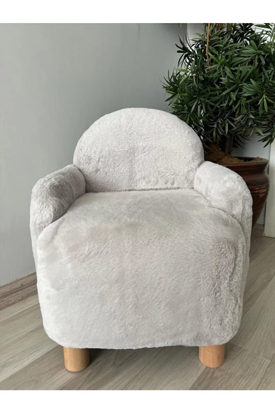 Holm Ev Design Peluş Kumaş Ahşap Ayaklı Çocuk Bebek Koltuğu Berjer - 6