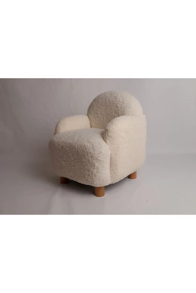 Holm Ev Design Teddy Kumaş Ahşap Ayaklı Çocuk Bebek Koltuğu Berjer - 5