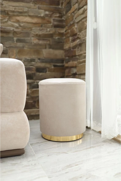 Lüks Nubuk Desenli Kumaş Puf - 4