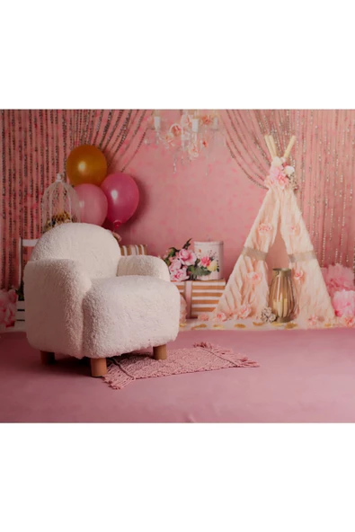 Holm Ev Design Teddy Kumaş Ahşap Ayaklı Çocuk Bebek Koltuğu Berjer - 2