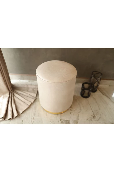 Lüks Nubuk Desenli Kumaş Puf - 2