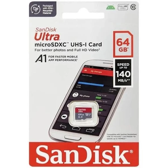 SANDISK 64GB ULTRA SDSQUAB-064G-GN6MN MICRO-SD HAFIZA KARTI - 2