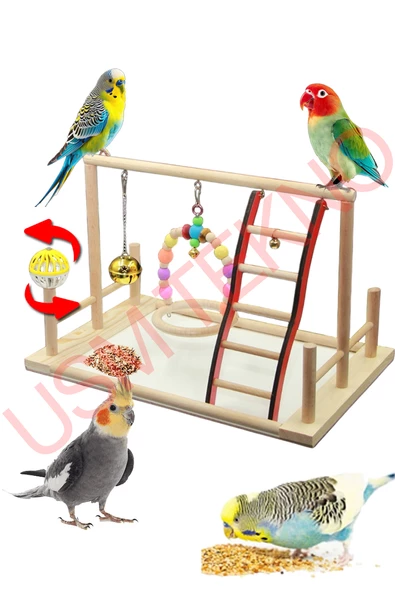 Kuş Oyuncağı Kuş Oyun Parkı Muhabbet Kuşu Papağan Oyuncağı Kuş Aksesuarları Kuş Salıncak - Resim 4