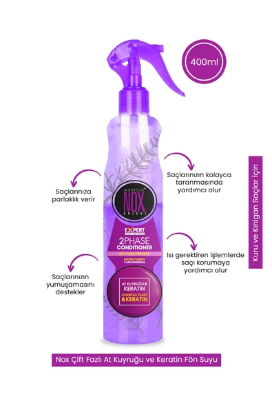 Morfose Nox Çift Fazlı At Kuyruğu Ve Keratin Fön Suyu 400 ml - 2