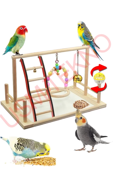 Kuş Oyuncağı Kuş Oyun Parkı Muhabbet Kuşu Papağan Oyuncağı Kuş Aksesuarları Kuş Salıncak - Resim 3