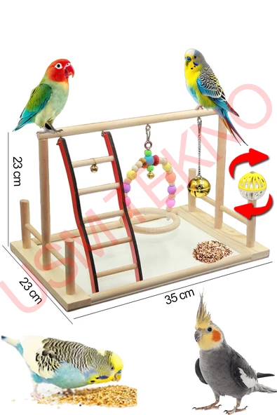 Kuş Oyuncağı Kuş Oyun Parkı Muhabbet Kuşu Papağan Oyuncağı Kuş Aksesuarları Kuş Salıncak - Resim 2