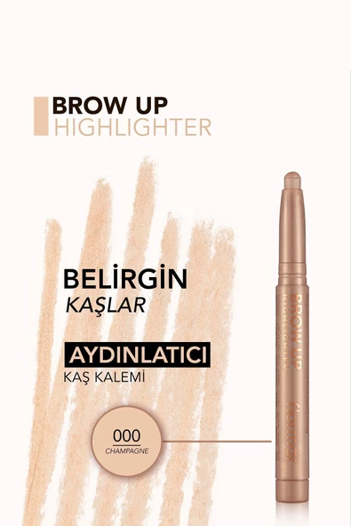 Flormar Asansörlü Aydınlatıcı Kaş Kalemi Uçuk Kahve -brow Up Highlighter Pencil-000 Champagne-8690604622269 - 3