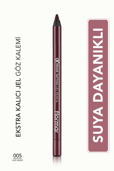 Flormar Mat Kalıcı Göz Kalemi (BORDO) - Extreme Tattoo Gel Pencil - 005 Very Berry - 8682536028875
