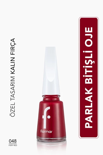 Flormar Klasik Parlak Bitişli Yüksek Pigmentli Oje - Nail Enamel- 048 Fıery Red New- 8682536035712