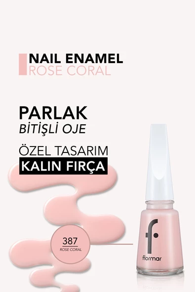 Flormar Klasik Parlak Bitişli Yüksek Pigmentli Oje-nail Enamel- 397 Rose Coral New- 8682536035972 - 5