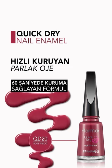 Flormar Oje - Quick Dry Nail Enamel QD20 Rose Taboo 8690604378760 - 4