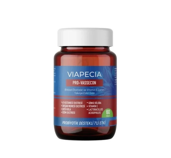 Viapecia Pro-Vassecon Bitkisel Ekstreler ve Vitamin E İçeren Takviye Edici Gıda 60 Tablet