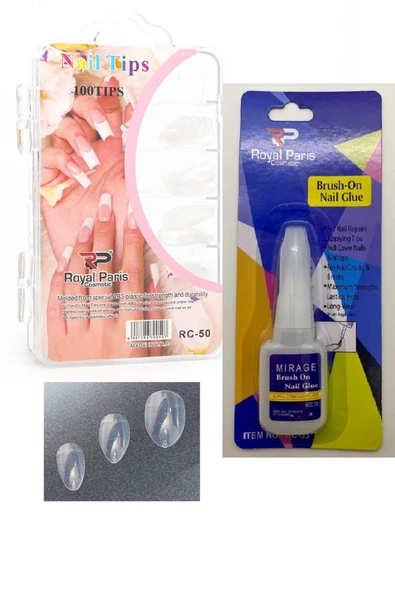 Royal paris ROYAL PARİS Yeni Nesil Jel Destekli Badem Tırnak Nail Tips 100 Adet + Tırnak Yapıştırıcısı