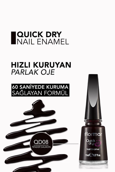 Flormar Oje - Quick Dry Nail Enamel QD08 Tender Salmon 8690604234028 - 4