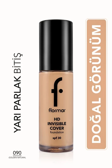 Flormar Doğal Bitişli Fondöten- Invisible Cover Hd Fdt. - Sarı Alt Ton 090 Golden Natural - 8682536059114