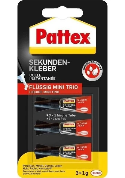 Pattex Süper Mini Trio Japon Yapıştırıcı 3 x 1 G Blister