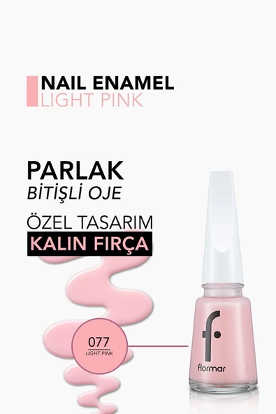 Flormar Klasik Parlak Bitişli Yüksek Pigmentli Oje-nail Enamel- 077 Lıght Pınk New- 8682536035743 - 5