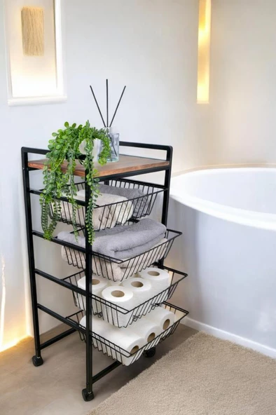 Digithome Metal 4 Katlı Çekmeceli Banyo Düzenleyici Organizer Havluluk MRS-017 1-1-369 - 3