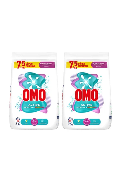 Omo Active Beyazlar ve Renkliler Toz Deterjanı 100 Yıkama 2 x 7500 G - 2