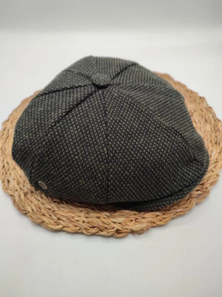 Nokta Desenli Erkek Klasik Kasket Haki Renk