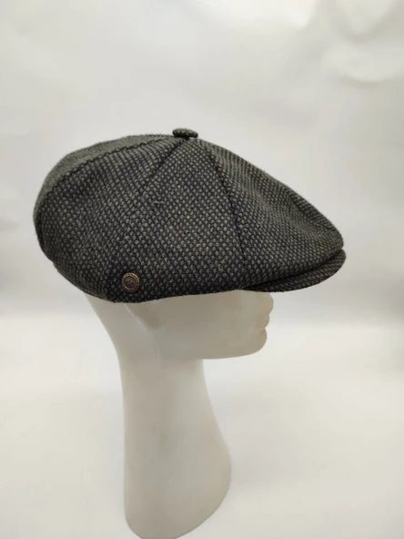 Nokta Desenli Erkek Klasik Kasket Haki Renk - 7