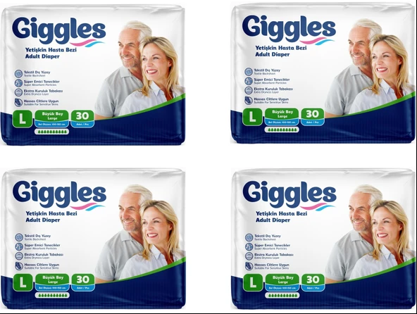 Giggles Yetişkin Hasta Bezi Large 30 lu 4 Paket 120 Adet