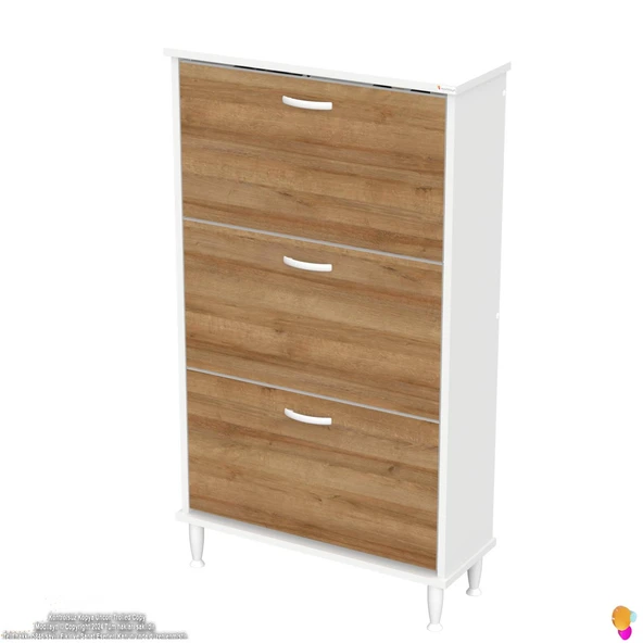 Modilayn VARBİ Kapı Önü 72x 127 x26 cm’ lik 3 Düşer Kapak 6 Göz Raf Bölmeli Ayakkabılık - Resim 8