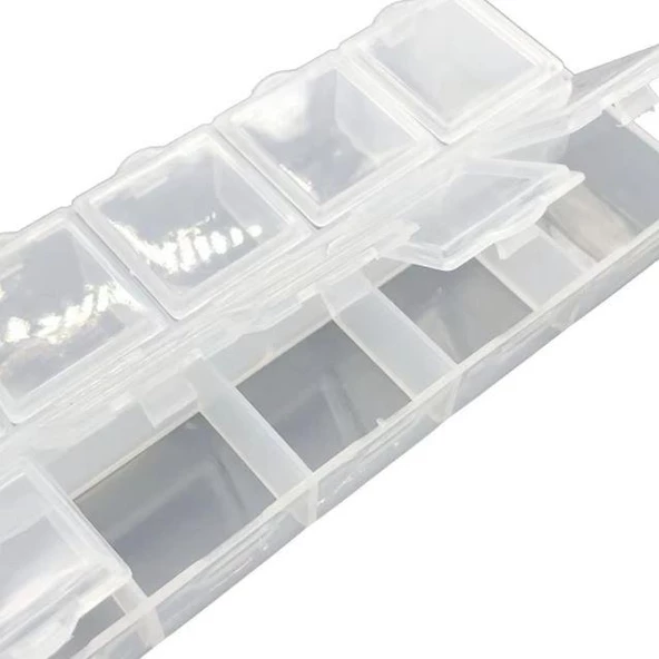 Organizer Malzeme Kutusu 10 Bölmeli Şeffaf PBB040-16 (#21) Setbox 8,5x4x2mm - 4