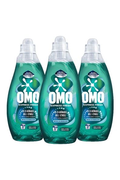 Omo Express Fresh Kötü Koku Karşıtı Beyaz ve Renkliler Sıvı Çamaşır Deterjanı 3 x 1480 ML - 2