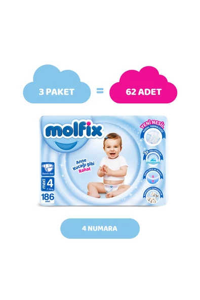 Molfix Bebek Bezi 4 Beden Maxi Avantajlı Paket 186 Adet - 2