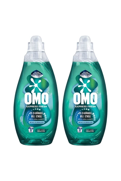 Omo Express Fresh Kötü Koku Karşıtı Beyaz ve Renkliler Sıvı Çamaşır Deterjanı 2 x 1480 ML - 2