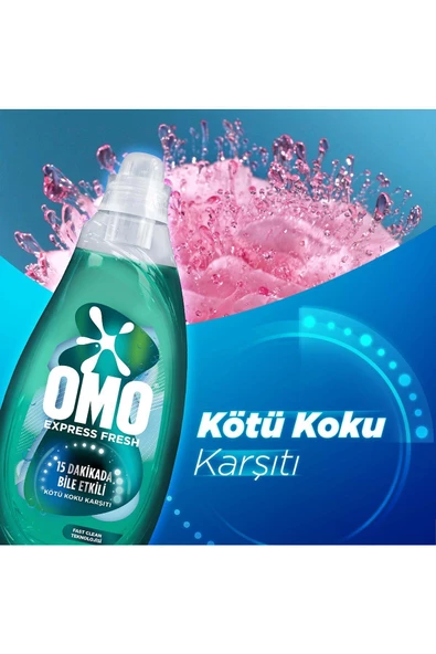 Omo Express Fresh Kötü Koku Karşıtı Beyaz ve Renkliler Sıvı Çamaşır Deterjanı 2 x 1480 ML - 4