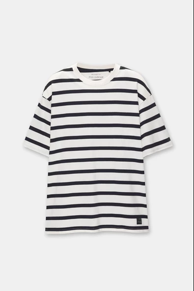 Pull  & Bear Çizgili ve kısa kollu t-shirt - 3