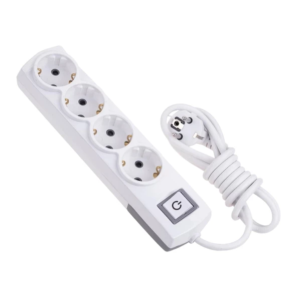 Topraklı Grup Priz Kablolu 4'lü Fiş Çoğaltıcı 3 Metre Çoklu Uzatma Kablosu Anahtarlı Kablolu - 2