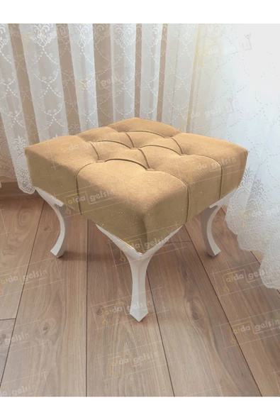 Kapitoneli Makyaj Pufu Ayak Ucu Puf Beyaz Ayak (45*45) ürün görseli