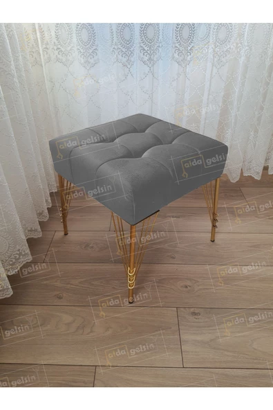 Modern Dilim Puf Ayakucu Puf Gold Metal Ayak (45*45)