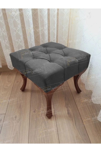 Kapitoneli Makyaj Pufu Ayak Ucu Puf Ceviz Ayak (45*45)