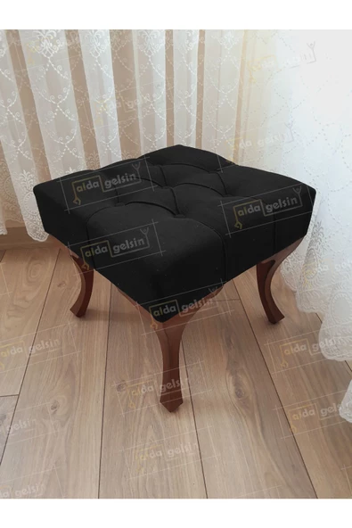 Kapitoneli Makyaj Pufu Ayak Ucu Puf Ceviz Ayak (45*45) ürün görseli 1