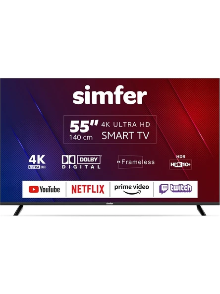 Simfer 55SFSA6B 4K Ultra HD 55" 140 Ekran Uydu Alıcılı Android Smart LED TV