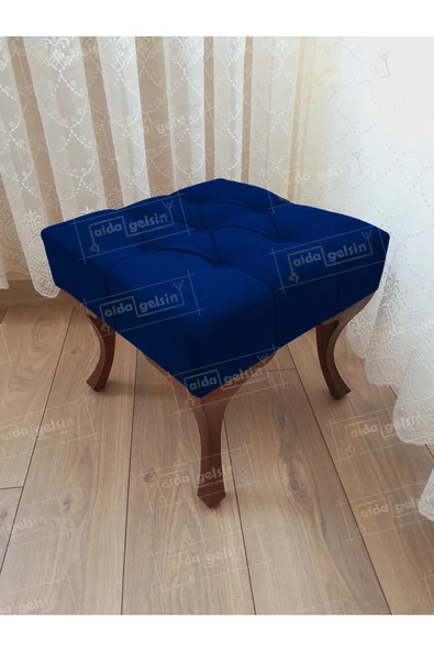 Kapitoneli Makyaj Pufu Ayak Ucu Puf Ceviz Ayak (45*45) ürün görseli 1