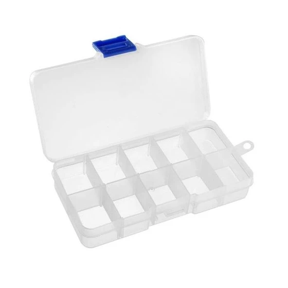 Organizer Malzeme Kutusu 10 Bölmeli Şeffaf PBB040-10 (#1) Setbox 13x7x2,4mm - 2
