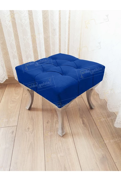 Kapitoneli Makyaj Pufu Ayak Ucu Puf Gümüş Ayak (45*45) ürün görseli 1