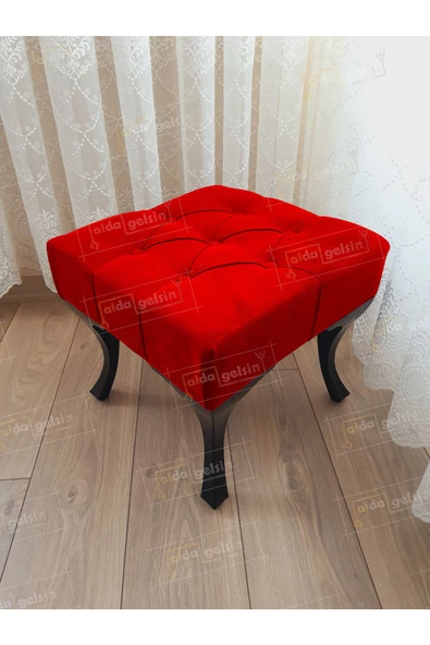 Kapitoneli Makyaj Pufu Ayak Ucu Puf Siyah Ayak (45*45) ürün görseli 1