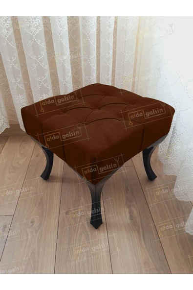 Kapitoneli Makyaj Pufu Ayak Ucu Puf Siyah Ayak (45*45) ürün görseli 1