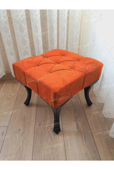 Kapitoneli Makyaj Pufu Ayak Ucu Puf Siyah Ayak (45*45) ürün görseli 1